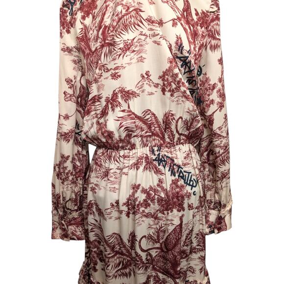 Zadig & Voltaire Rocket Toile De Jouy Satin Mock Neck Long Sleeve Dress Small - Picture 8 of 16